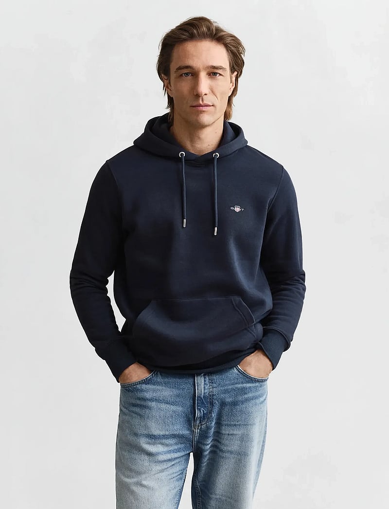 GANT - REG SHIELD HOODIE - hoodies - evening blue - 0
