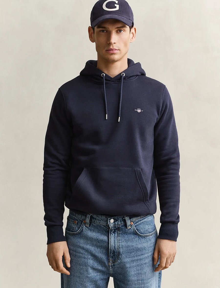 Gant - REG SHIELD HOODIE - kapuzenpullover - evening blue - 0