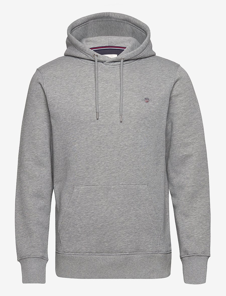 Gant - REG SHIELD HOODIE - hættetrøjer - grey melange - 1