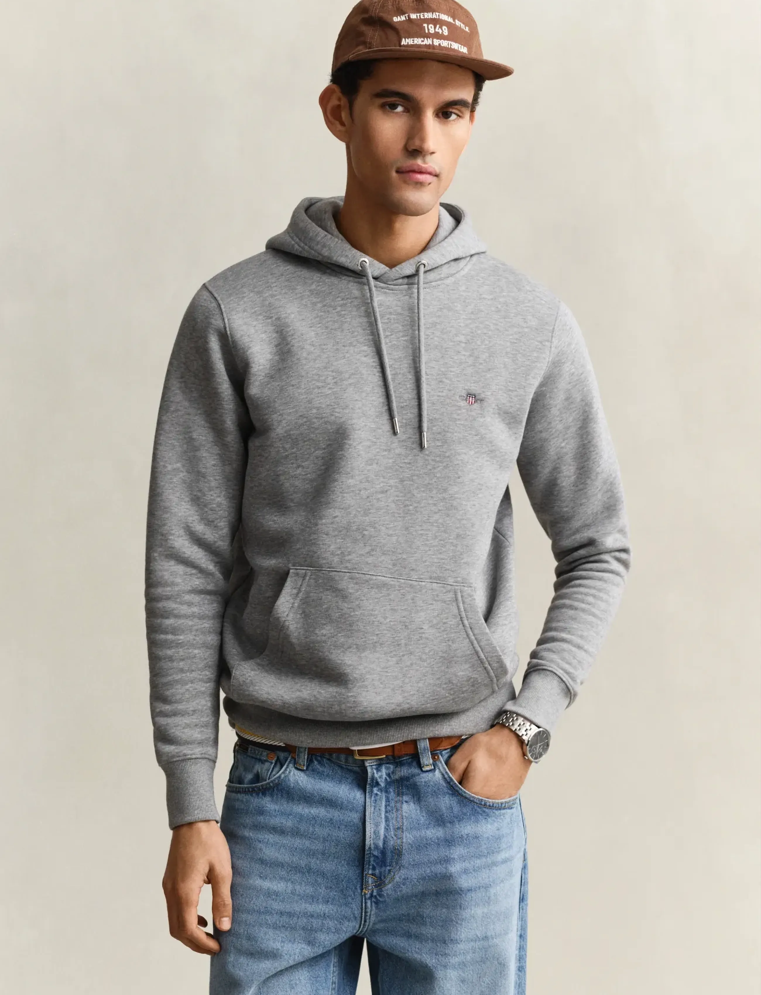 GANT REG SHIELD HOODIE - Dressipluusid - GREY MELANGE / grey