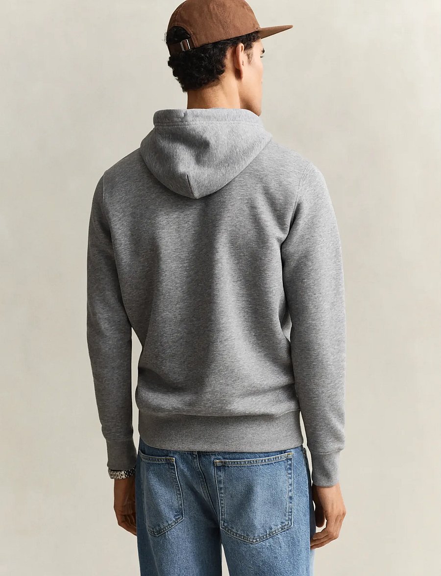 Gant - REG SHIELD HOODIE - hættetrøjer - grey melange - 3
