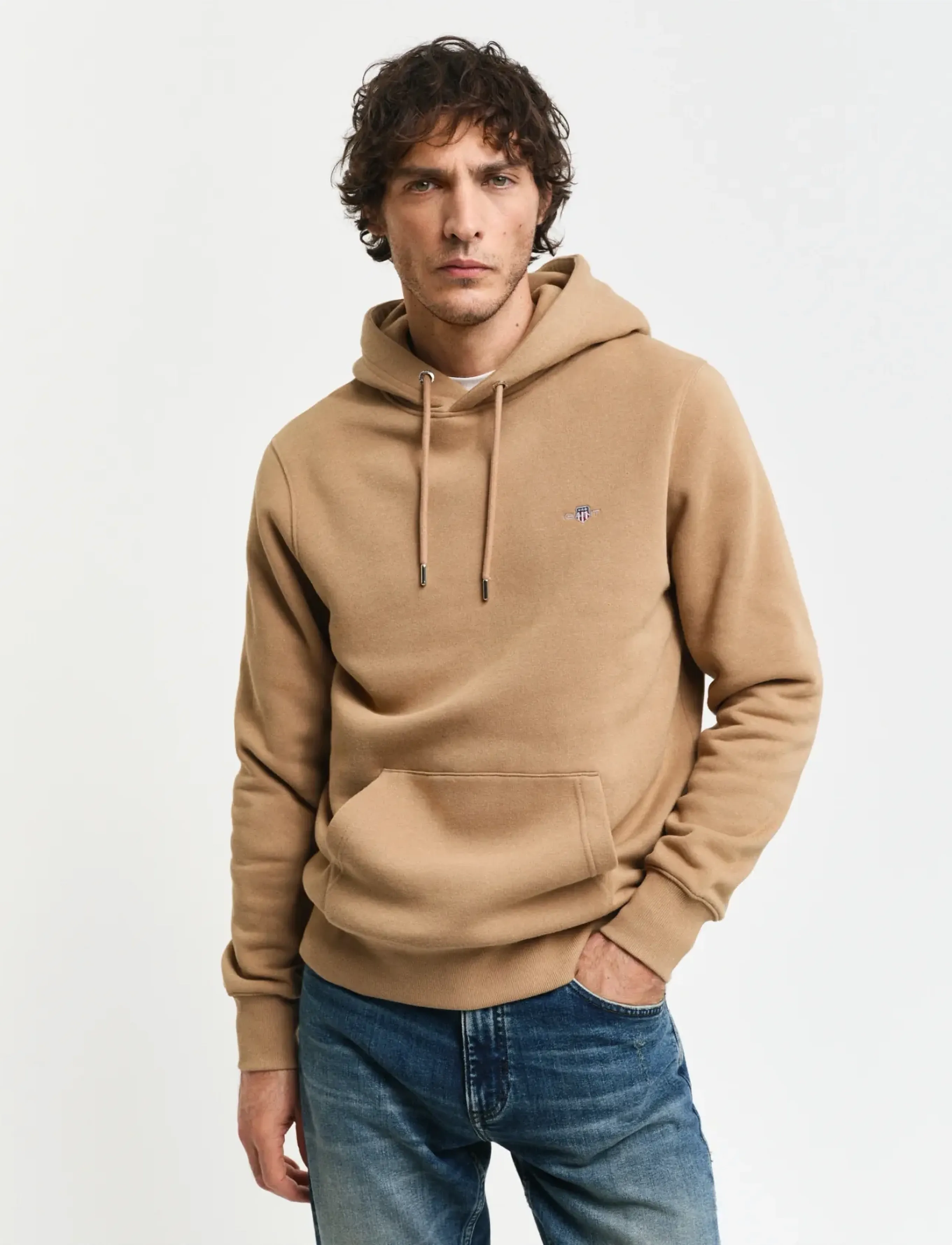 Gant REG SHIELD HOODIE - Kläder - WARM KHAKI / beige