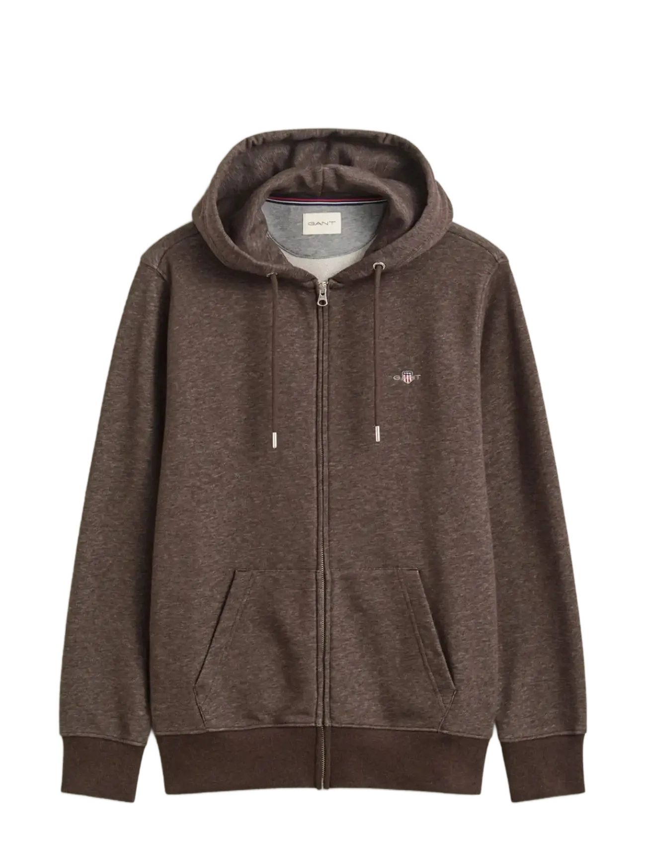Gant - REG SHIELD FULL ZIP HOODIE - hættetrøjer - black brown melange - 0