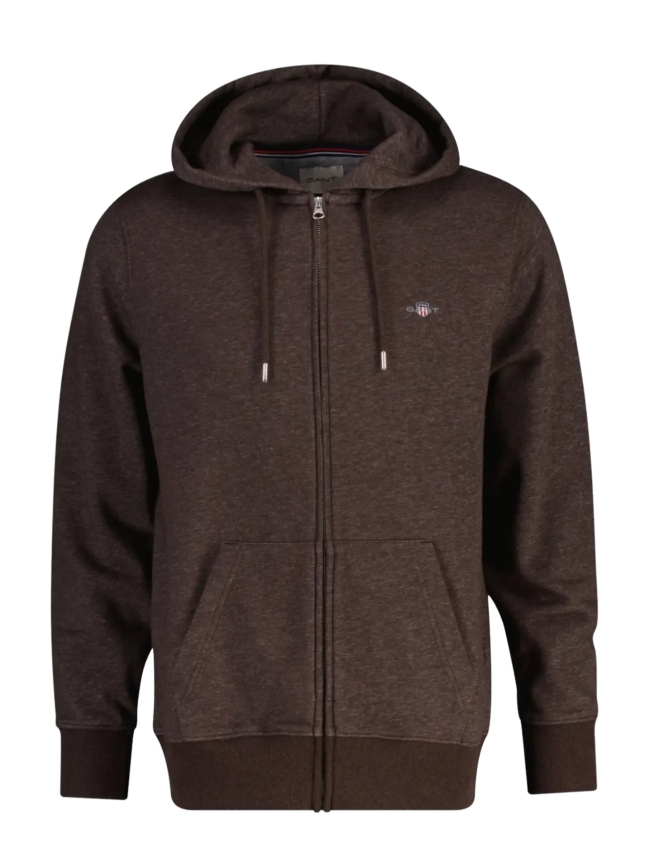 Gant REG SHIELD FULL ZIP HOODIE - Gant - BLACK BROWN MELANGE / brown