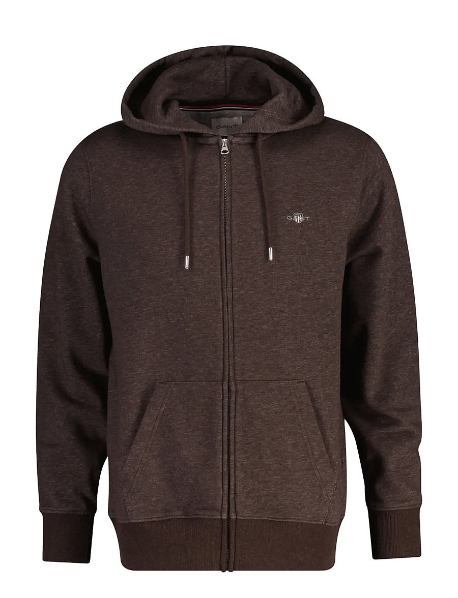 Gant - REG SHIELD FULL ZIP HOODIE - hoodies - black brown melange - 0