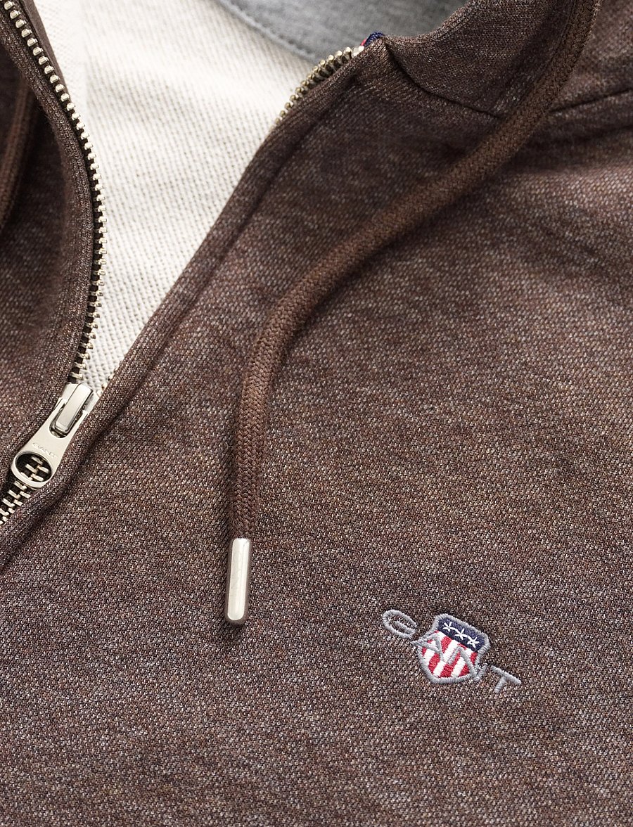 Gant - REG SHIELD FULL ZIP HOODIE - hoodies - black brown melange - 1