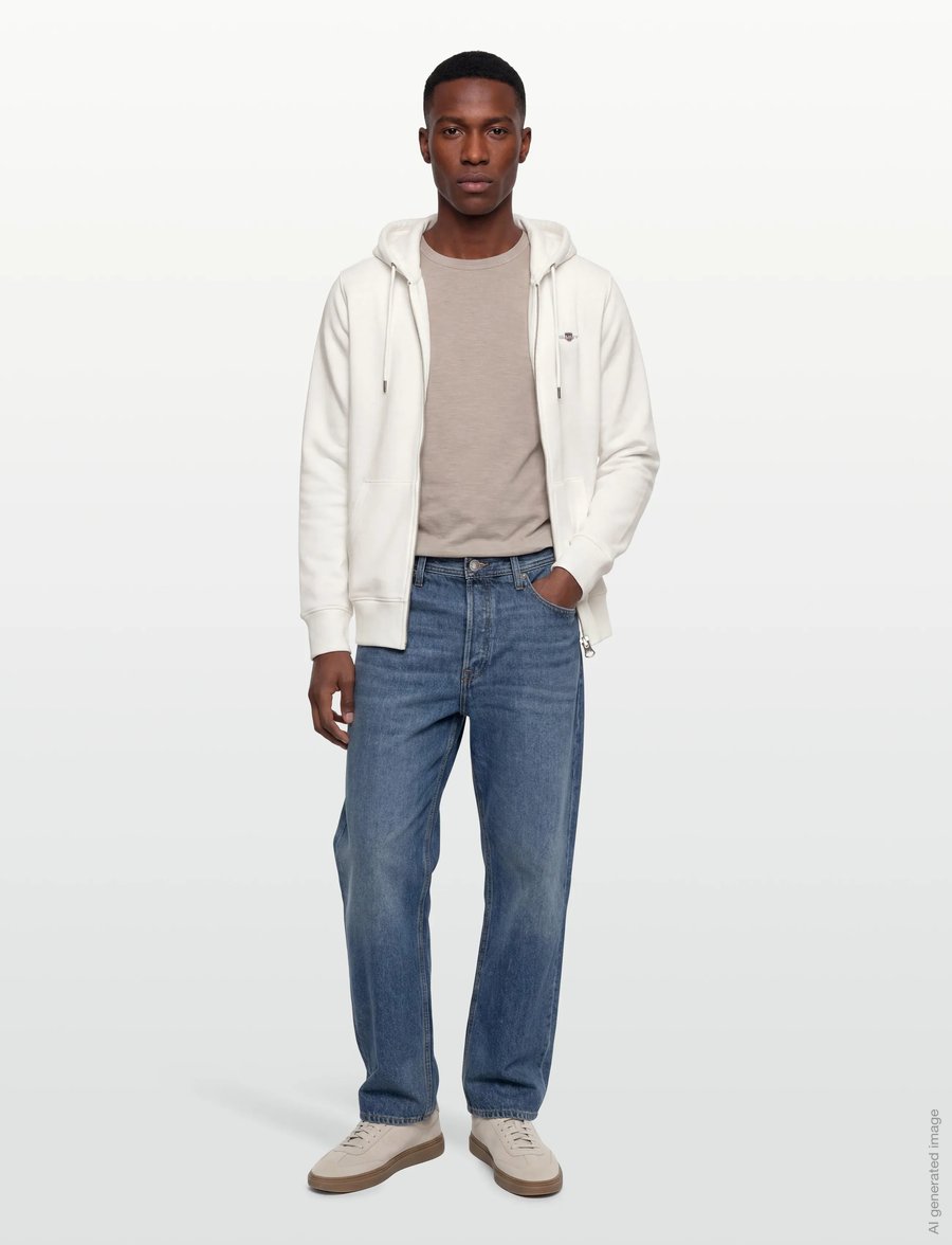 Gant - REG SHIELD FULL ZIP HOODIE - kapuzenpullover - eggshell - 0