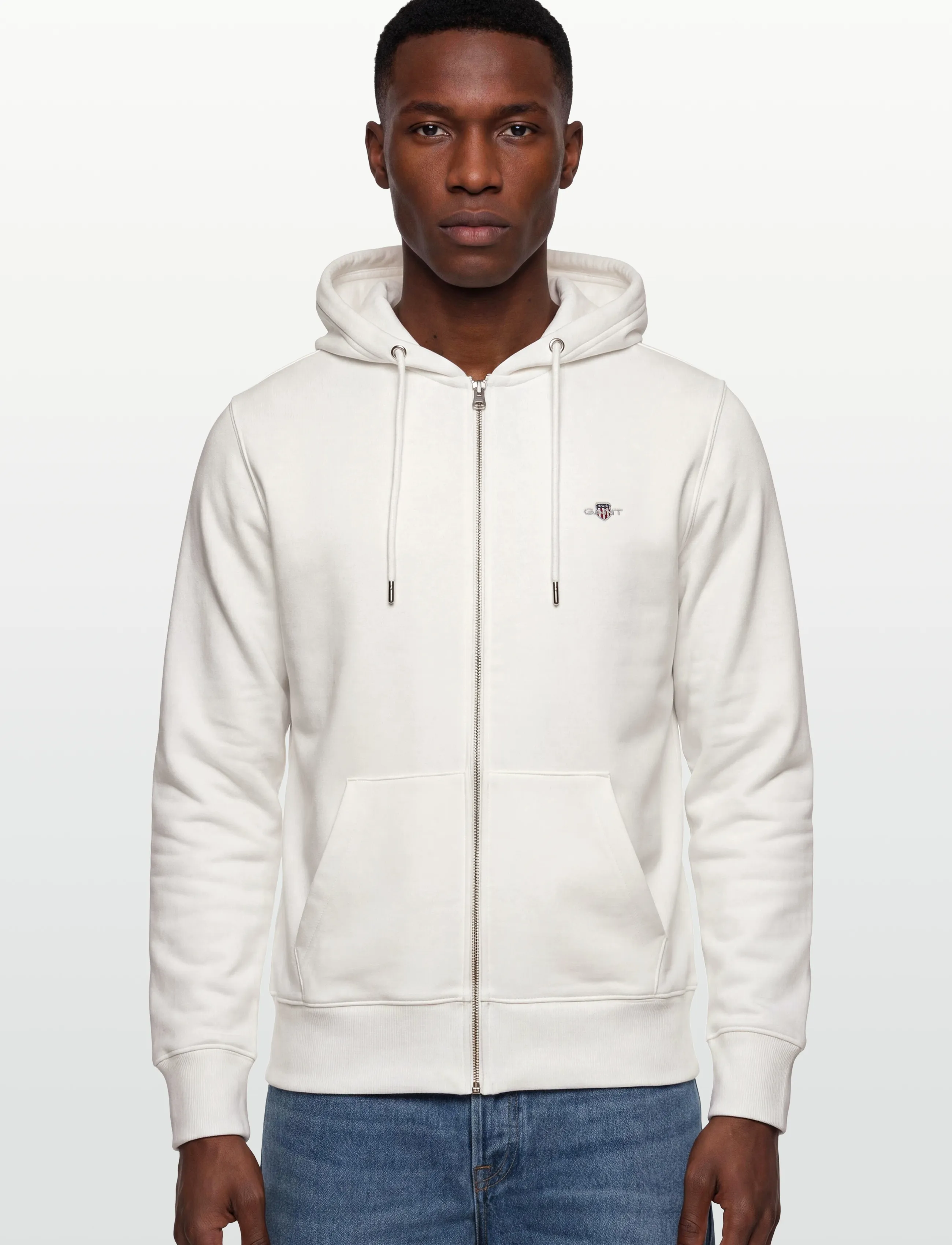 Gant - REG SHIELD FULL ZIP HOODIE - kapuutsiga dressipluusid - eggshell - 3