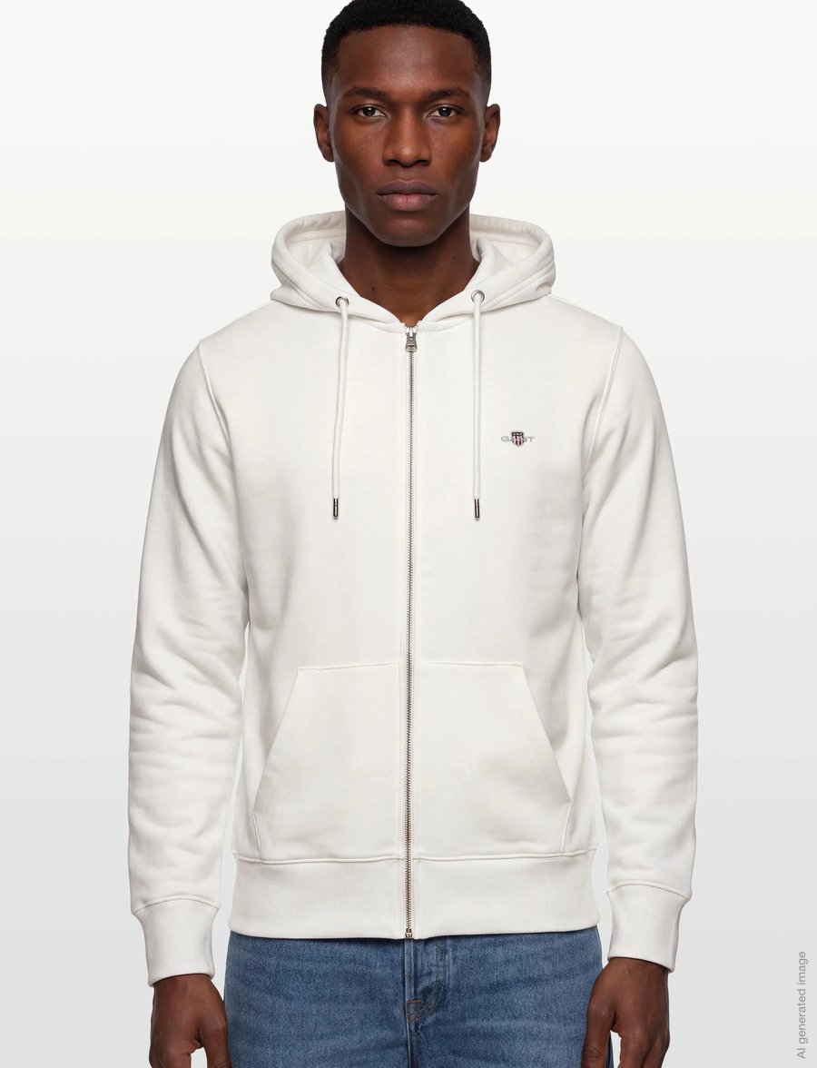 Gant - REG SHIELD FULL ZIP HOODIE - kapuzenpullover - eggshell - 3