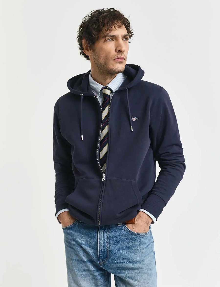 Gant - REG SHIELD FULL ZIP HOODIE - kapuzenpullover - evening blue - 0