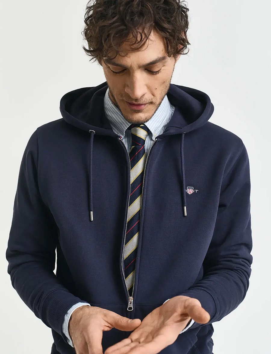 Gant - REG SHIELD FULL ZIP HOODIE - kapuzenpullover - evening blue - 3