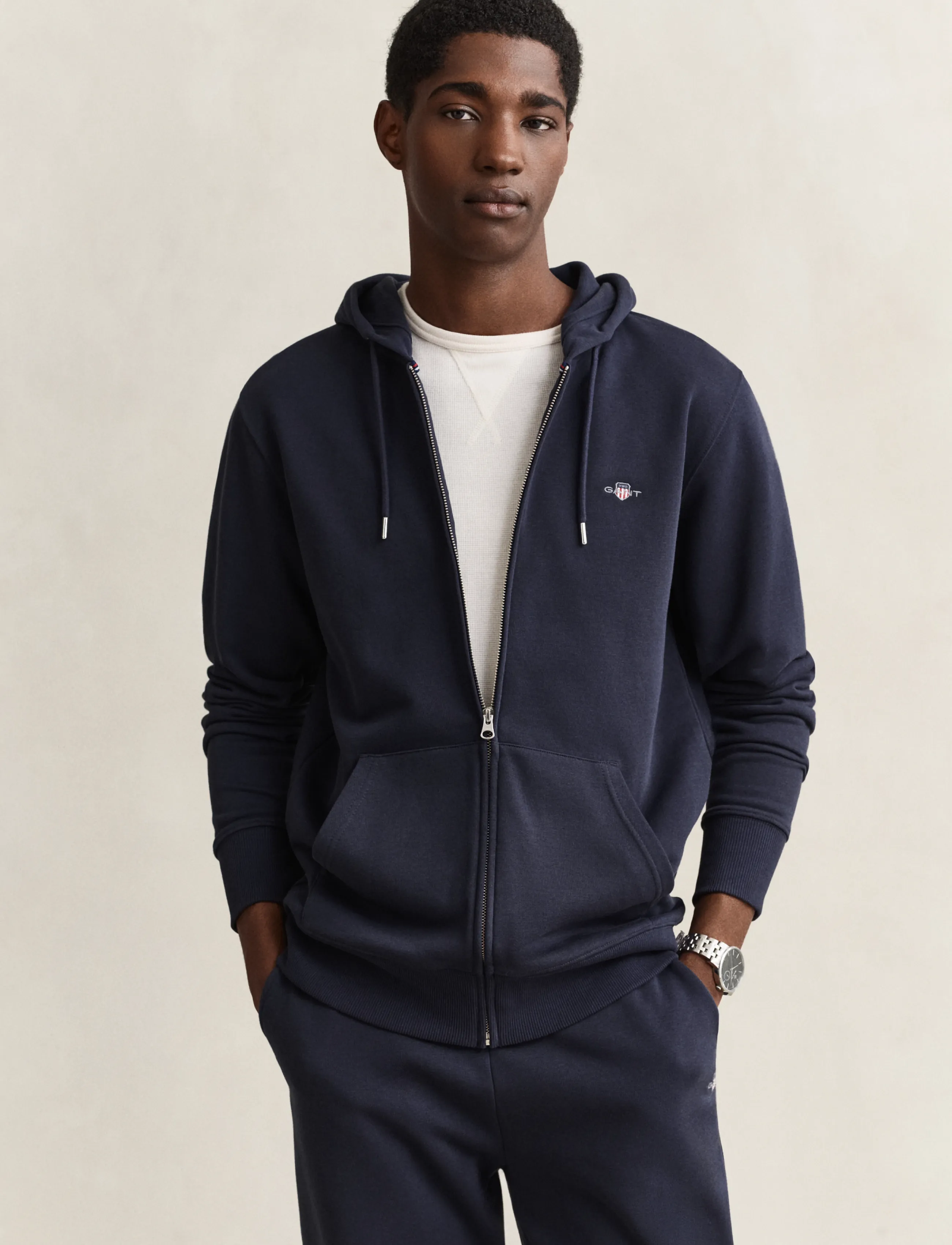 Gant - REG SHIELD FULL ZIP HOODIE - kapuzenpullover - evening blue - 1