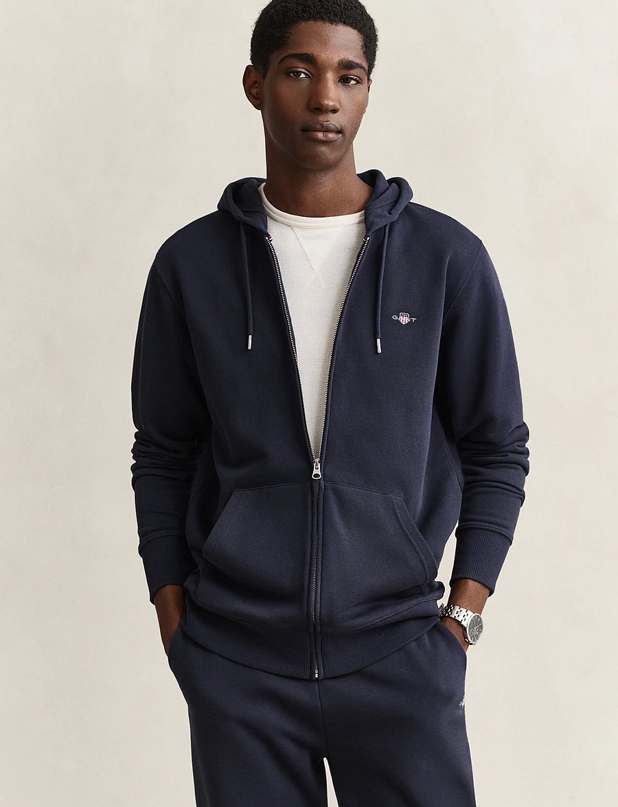 Gant - REG SHIELD FULL ZIP HOODIE - kapuzenpullover - evening blue - 1