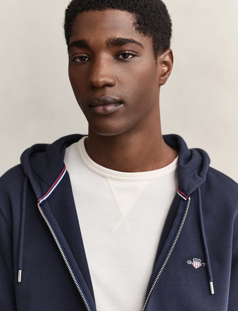 Gant - REG SHIELD FULL ZIP HOODIE - kapuzenpullover - evening blue - 3