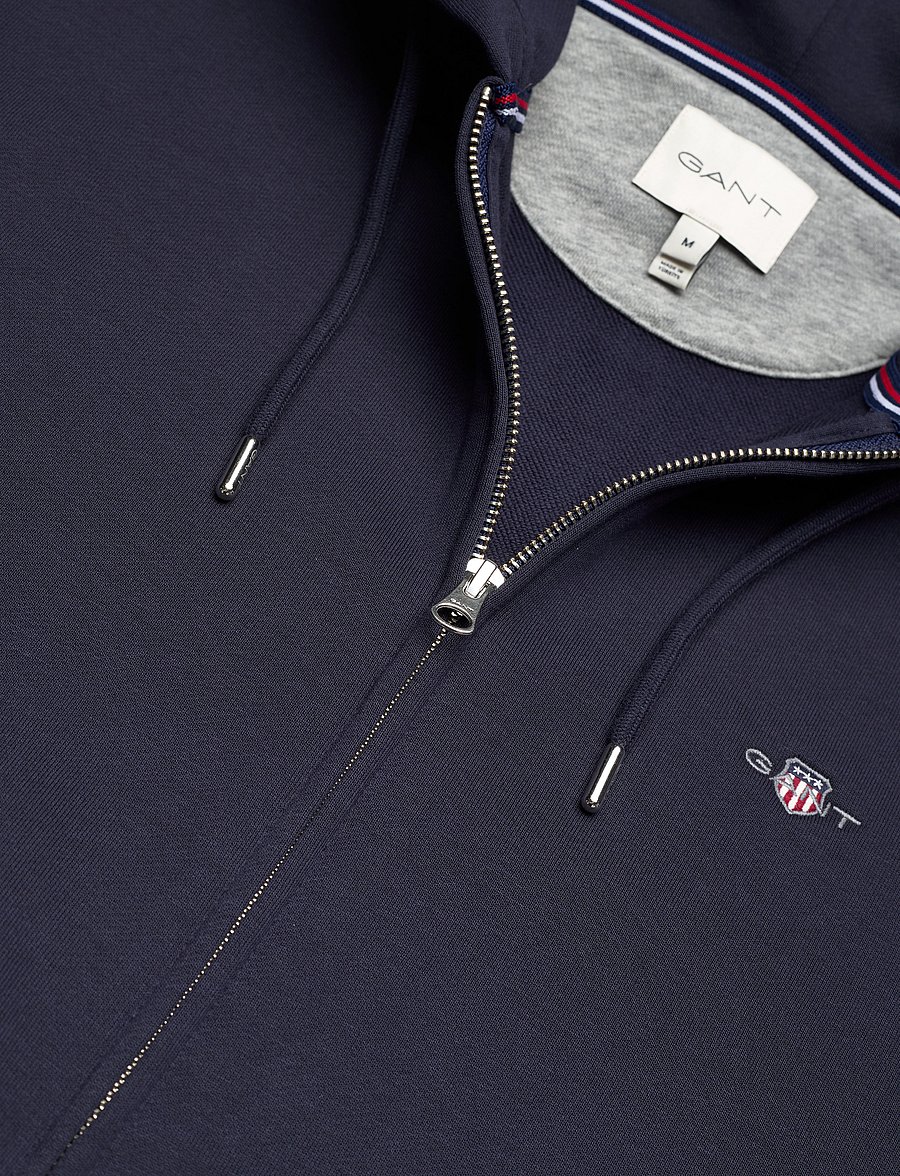 Gant - REG SHIELD FULL ZIP HOODIE - kapuzenpullover - evening blue - 5