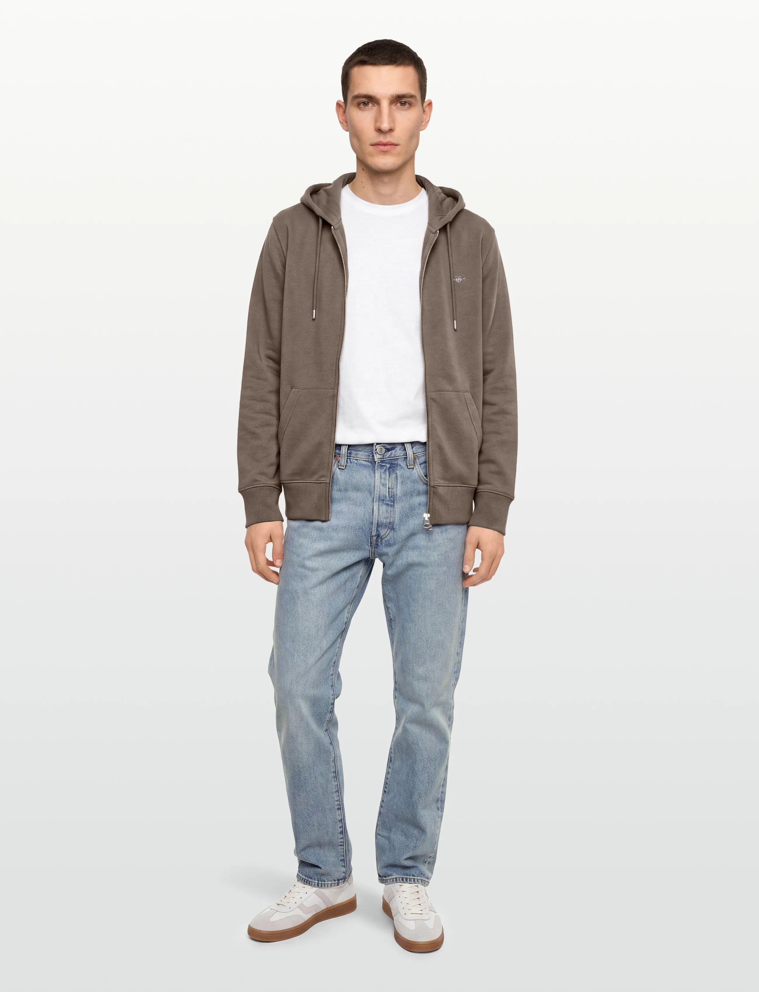 Gant REG SHIELD FULL ZIP HOODIE - Kapuzenpullover - FADED TAUPE / brown