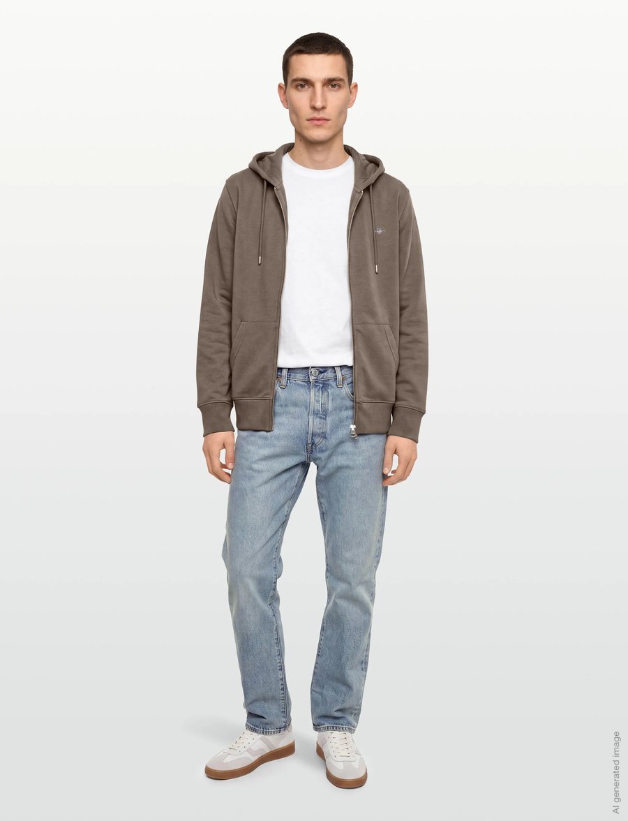 Gant - REG SHIELD FULL ZIP HOODIE - kapuzenpullover - faded taupe - 0