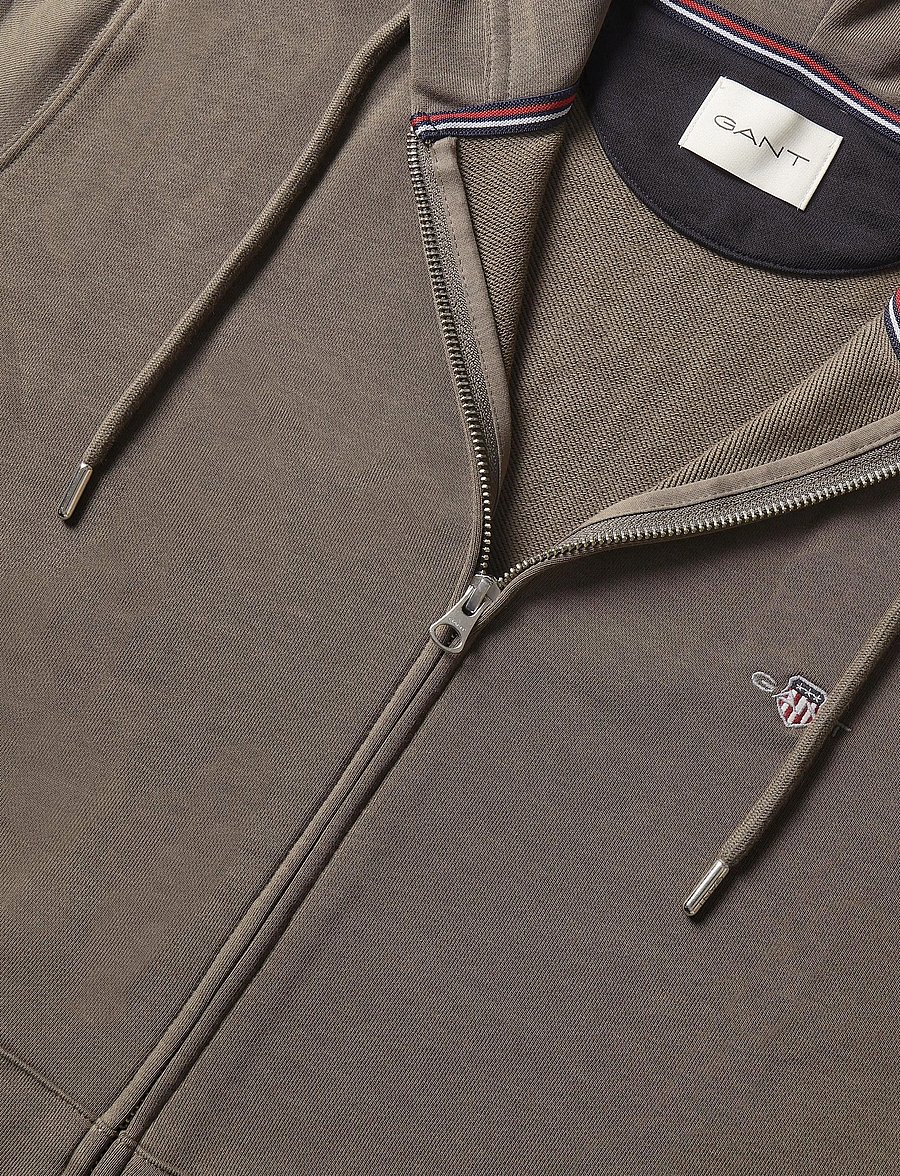 Gant - REG SHIELD FULL ZIP HOODIE - kapuzenpullover - faded taupe - 5