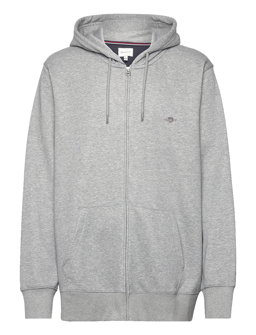 Gant - REG SHIELD FULL ZIP HOODIE - kapuzenpullover - grey melange - 1