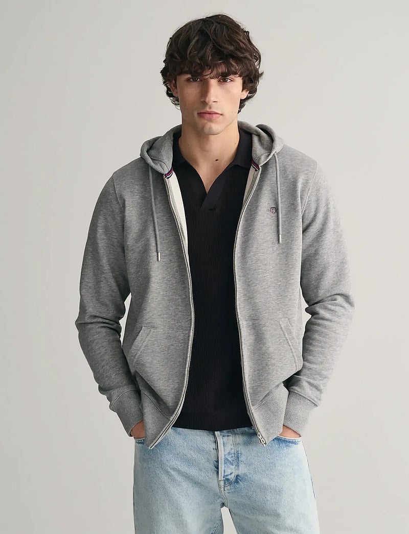 GANT - REG SHIELD FULL ZIP HOODIE - kapuzenpullover - grey melange - 0