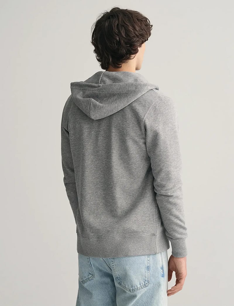GANT - REG SHIELD FULL ZIP HOODIE - kapuzenpullover - grey melange - 3