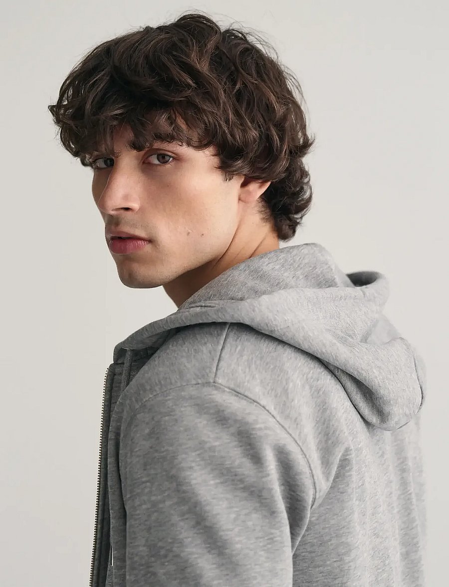 Gant - REG SHIELD FULL ZIP HOODIE - kapuzenpullover - grey melange - 4