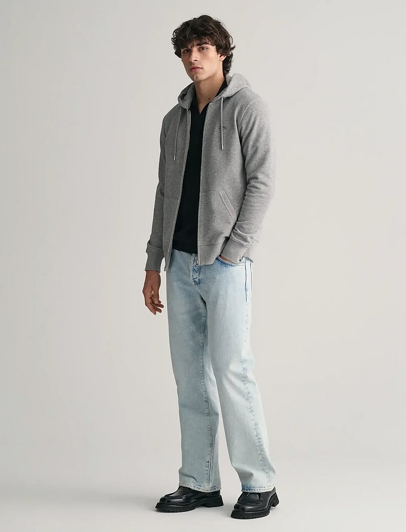 GANT - REG SHIELD FULL ZIP HOODIE - kapuzenpullover - grey melange - 5