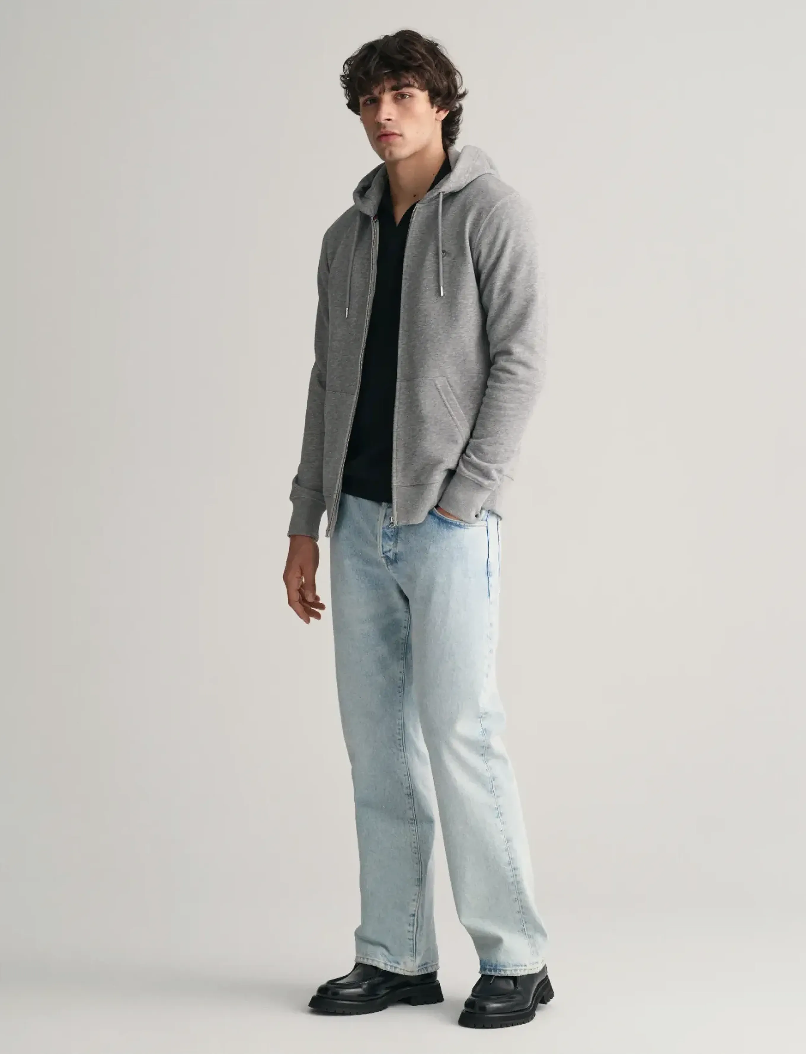 Gant - REG SHIELD FULL ZIP HOODIE - hættetrøjer - grey melange - 5
