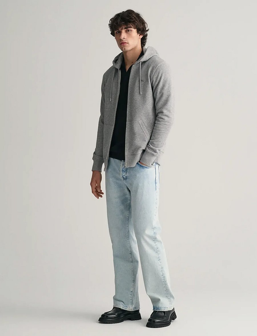 Gant - REG SHIELD FULL ZIP HOODIE - kapuzenpullover - grey melange - 5