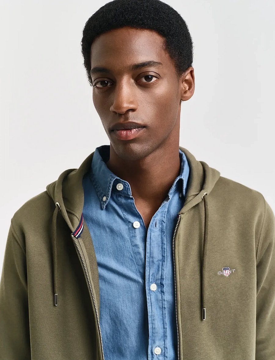 Gant - REG SHIELD FULL ZIP HOODIE - kapuzenpullover - juniper green - 4