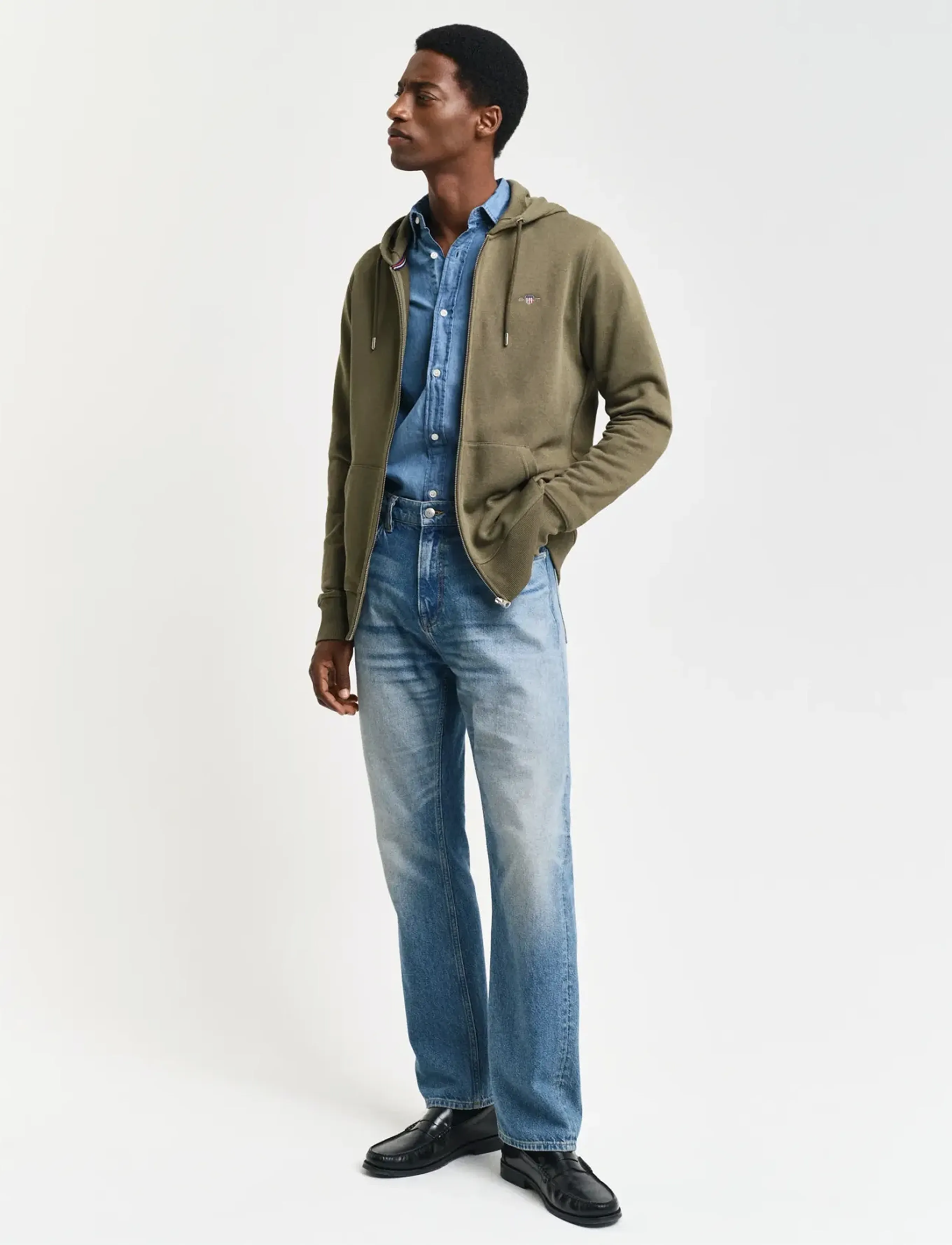 Gant - REG SHIELD FULL ZIP HOODIE - hoodies - juniper green - 5