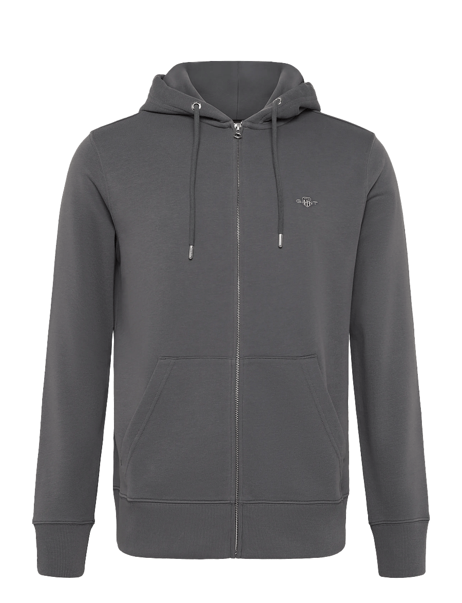 Gant - REG SHIELD FULL ZIP HOODIE - kapuzenpullover - mid grey - 0