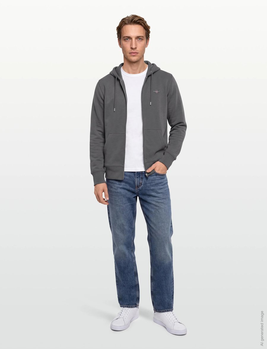 Gant - REG SHIELD FULL ZIP HOODIE - kapuzenpullover - mid grey - 0