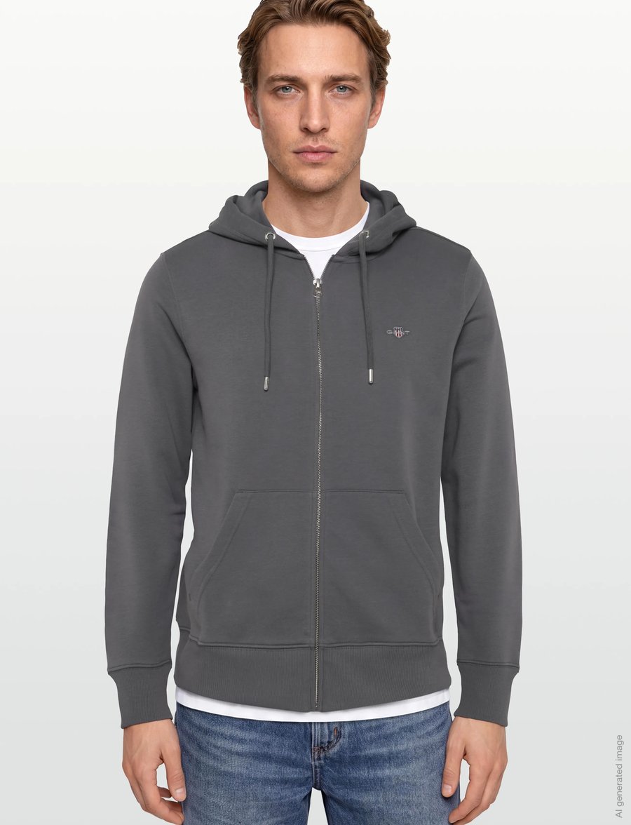 Gant - REG SHIELD FULL ZIP HOODIE - kapuzenpullover - mid grey - 3