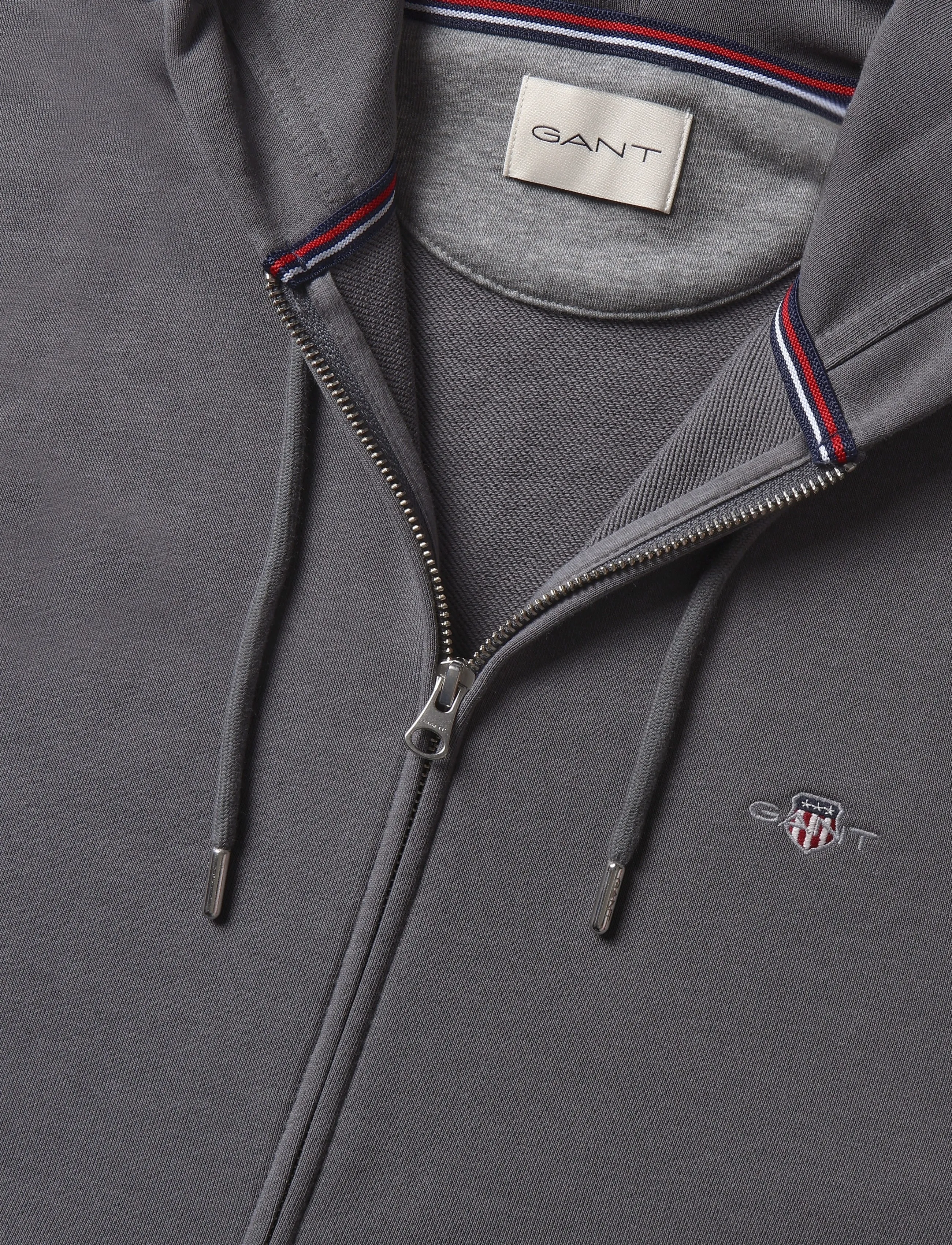Gant - REG SHIELD FULL ZIP HOODIE - kapuzenpullover - mid grey - 2