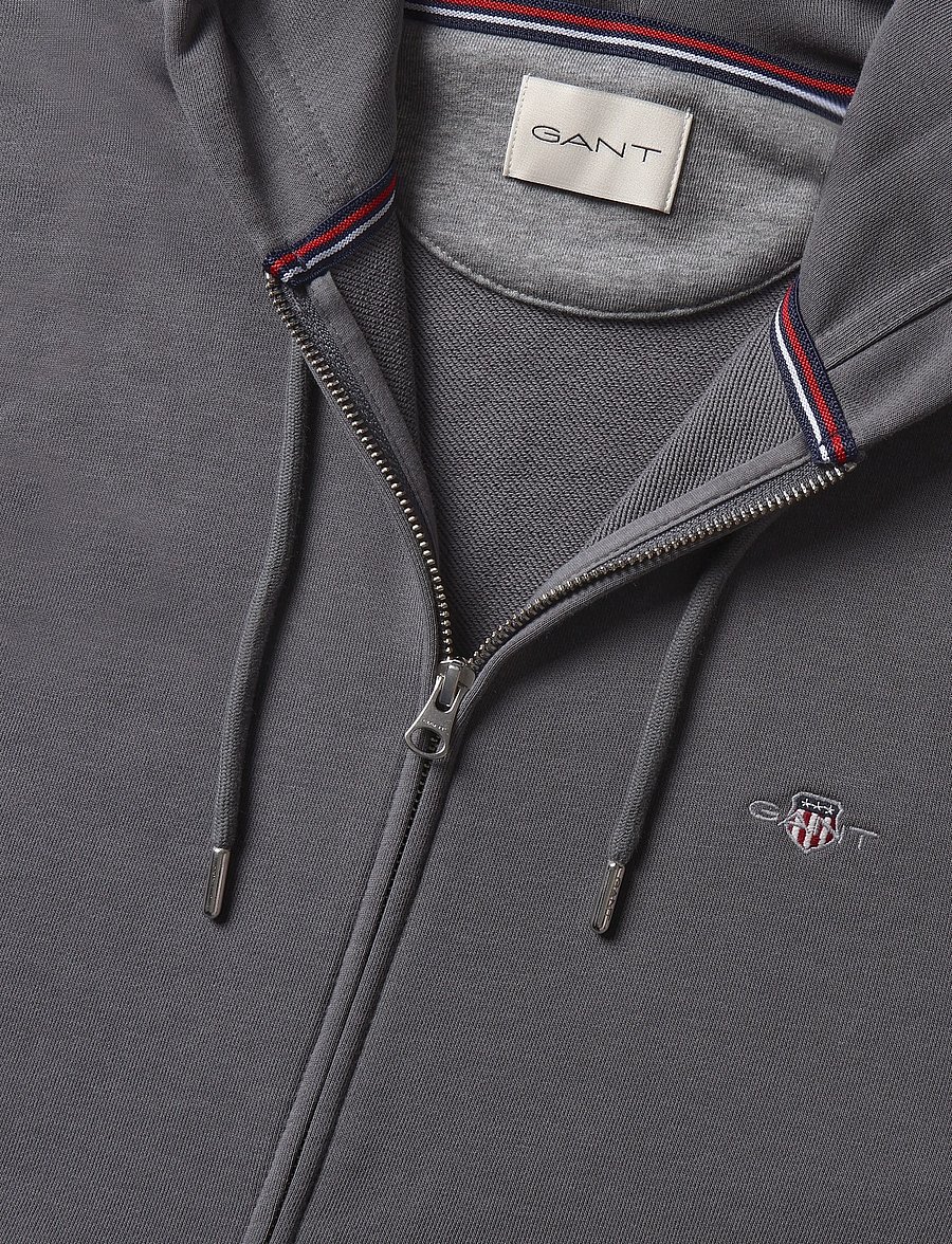 Gant - REG SHIELD FULL ZIP HOODIE - kapuzenpullover - mid grey - 2