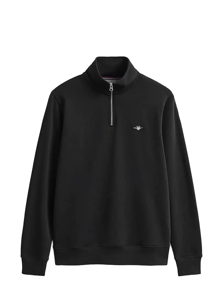Gant - REG SHIELD HALF ZIP SWEAT - poolpika lukuga džemprid - black - 1