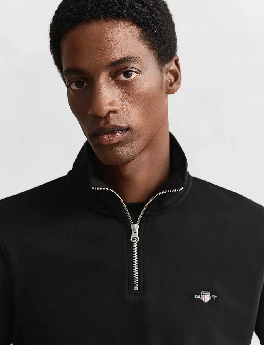 Gant - REG SHIELD HALF ZIP SWEAT - poolpika lukuga džemprid - black - 3