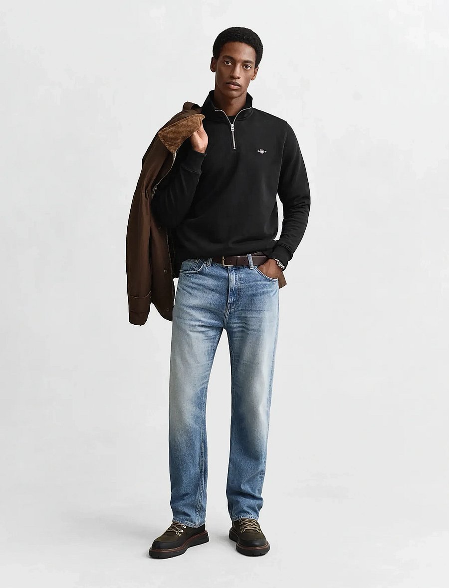 Gant - REG SHIELD HALF ZIP SWEAT - poolpika lukuga džemprid - black - 4