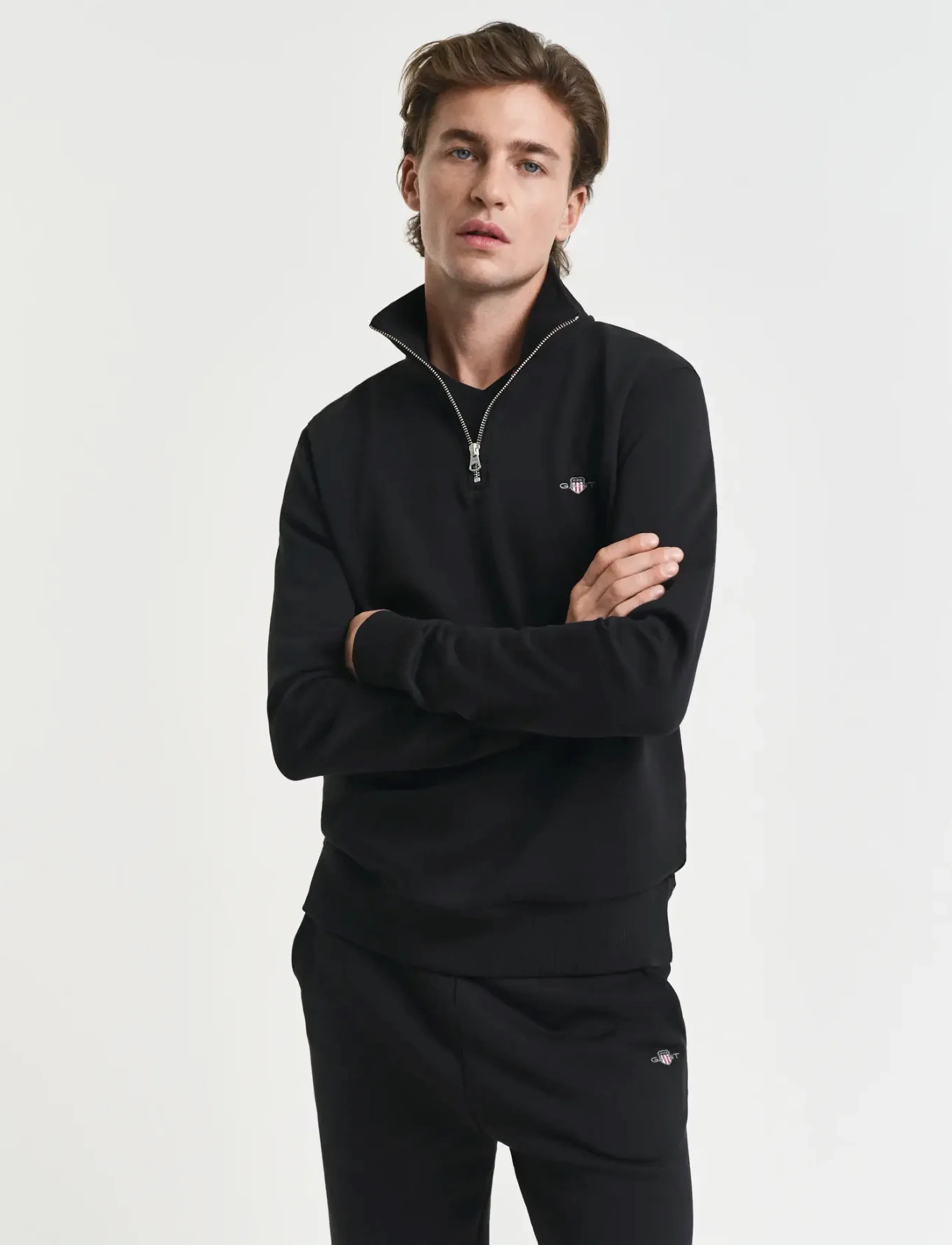 Gant - REG SHIELD HALF ZIP SWEAT - sweatshirts - black - 5