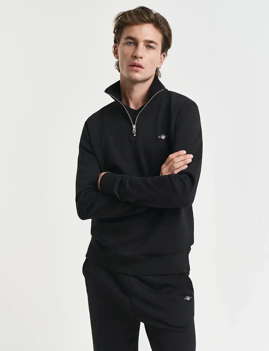 Gant - REG SHIELD HALF ZIP SWEAT - poolpika lukuga džemprid - black - 5