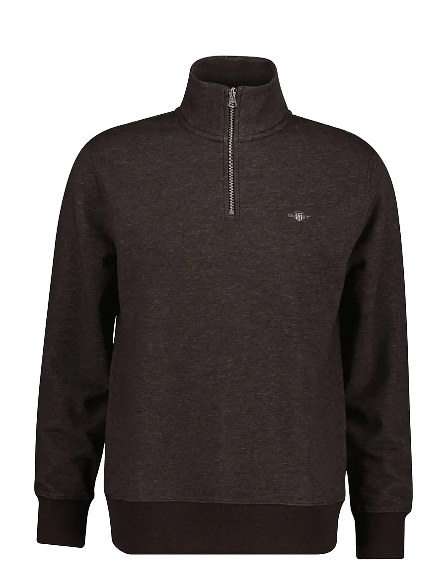 Gant - REG SHIELD HALF ZIP SWEAT - sweatshirts - black brown melange - 0