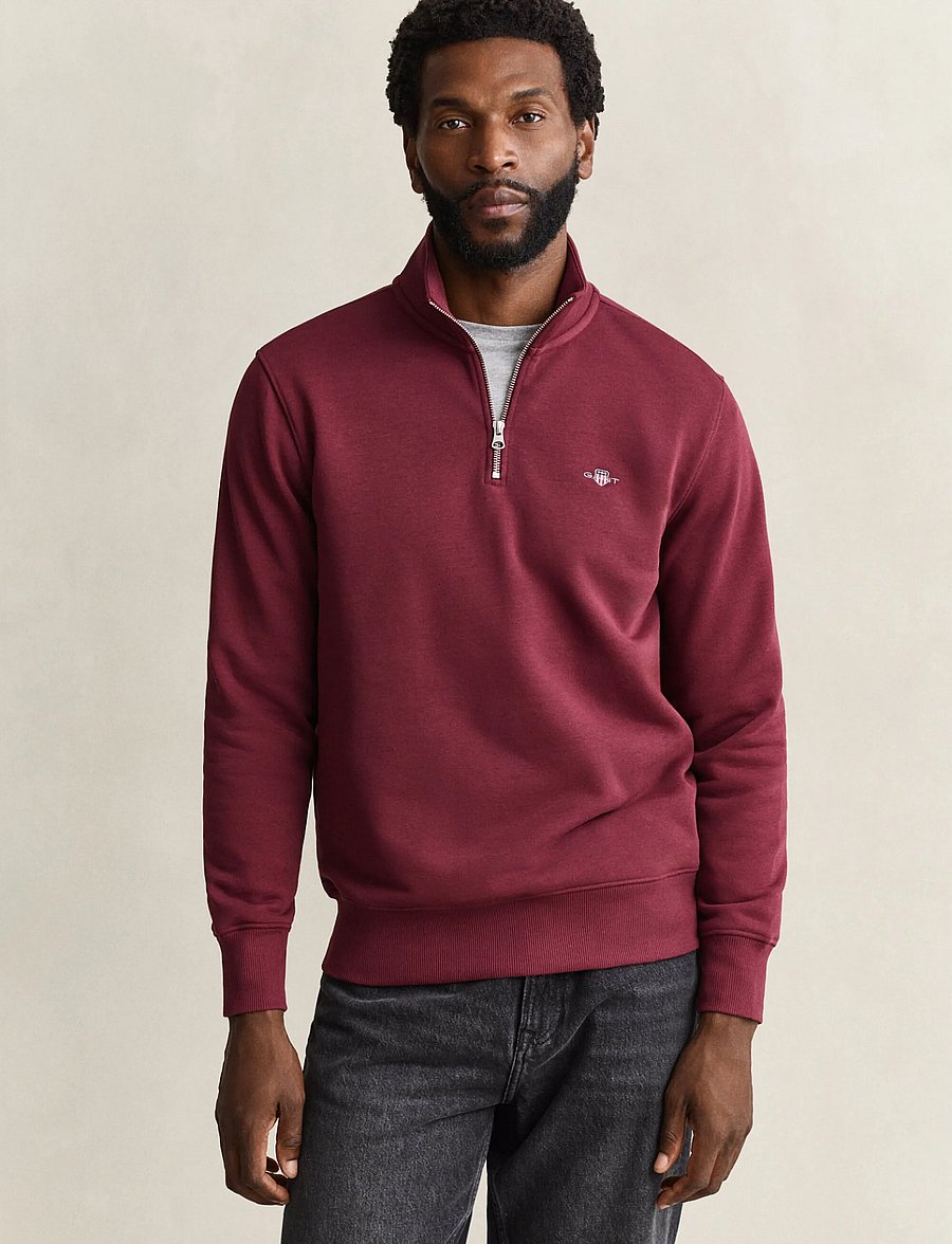 Gant - REG SHIELD HALF ZIP SWEAT - pullover mit halbem reißverschluss - deep grape wine - 0