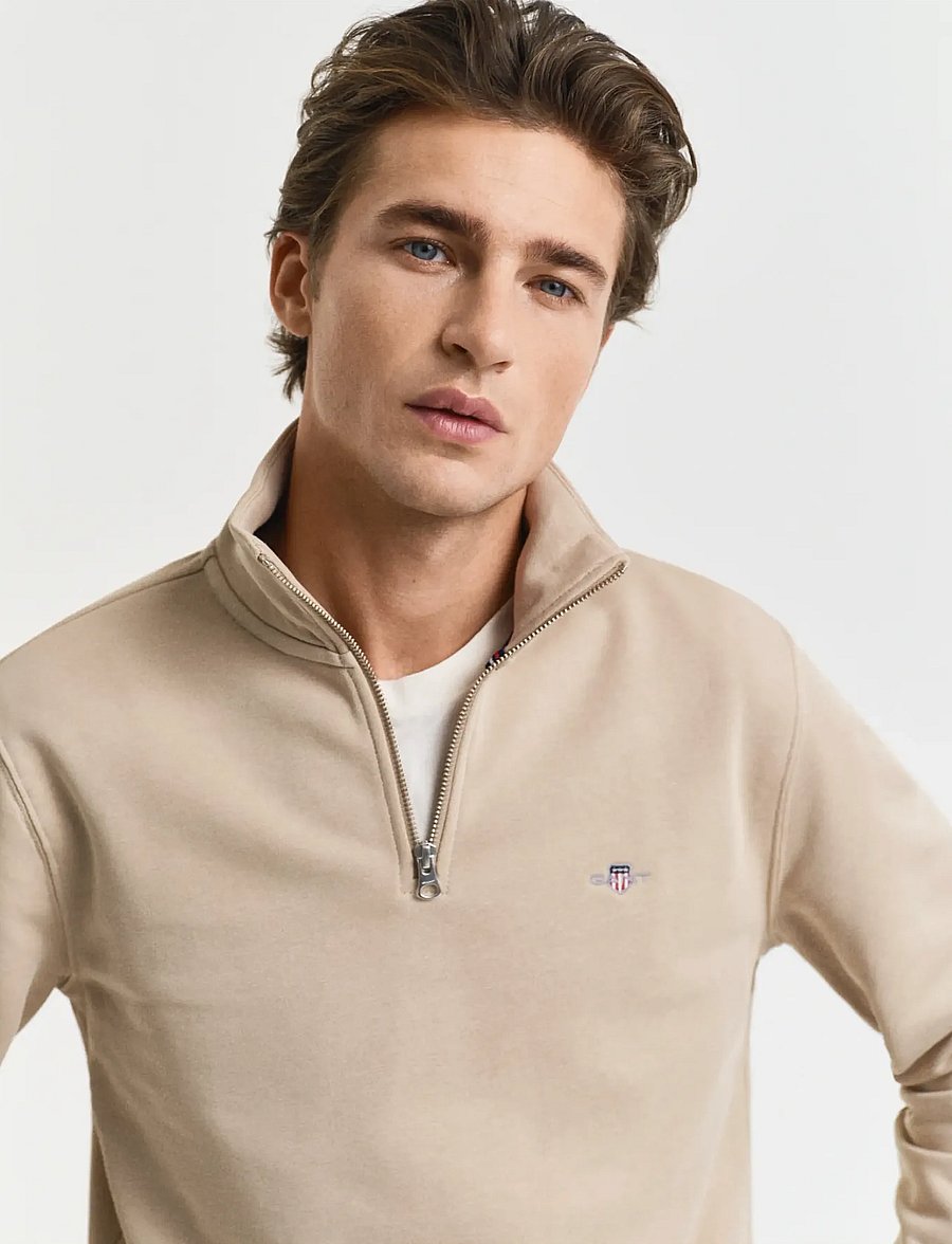 Gant - REG SHIELD HALF ZIP SWEAT - half zip jumpers - dry sand - 4