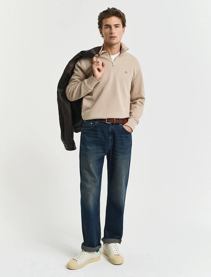 Gant - REG SHIELD HALF ZIP SWEAT - half zip jumpers - dry sand - 5