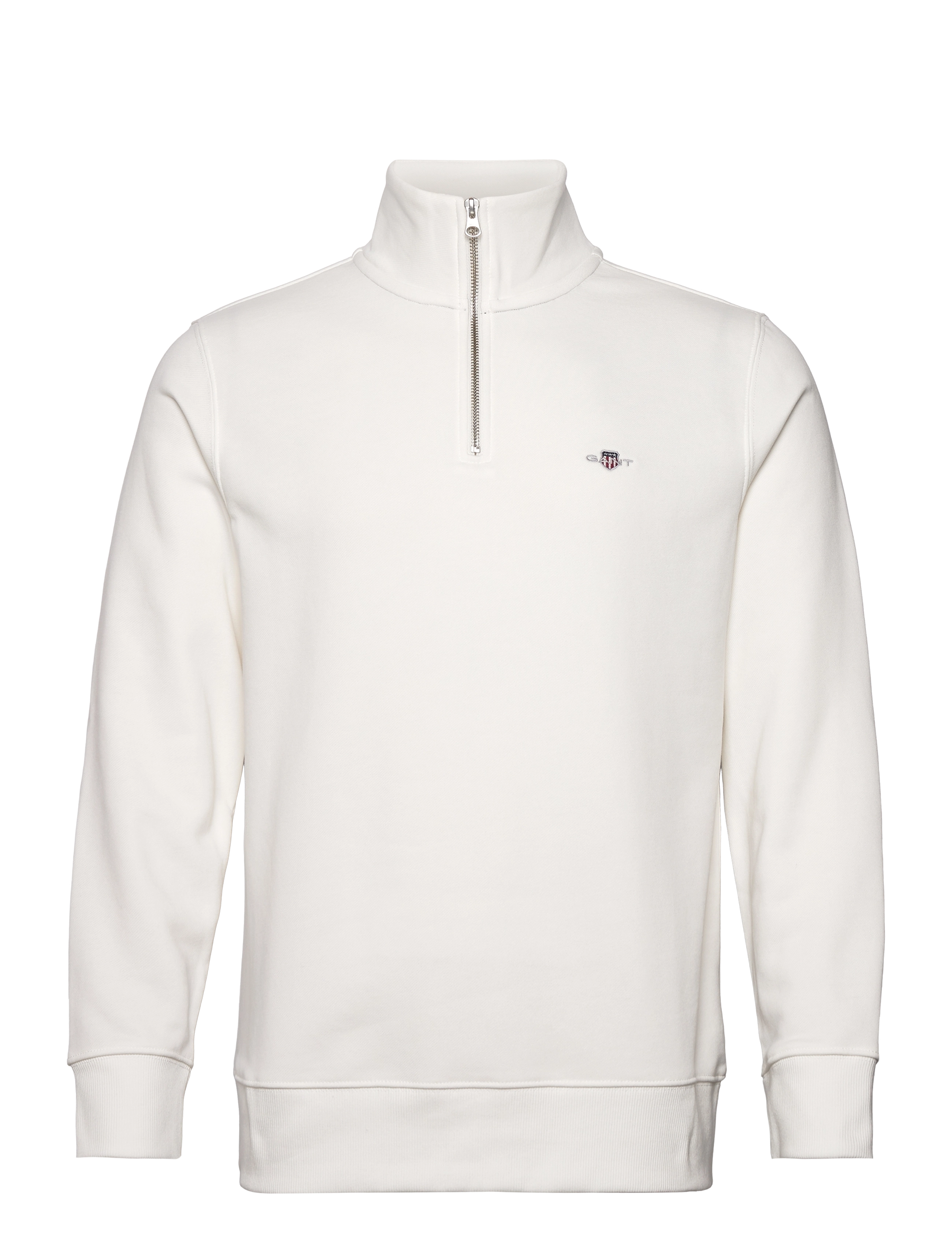 Gant REG SHIELD HALF ZIP SWEAT - Gant - EGGSHELL / white