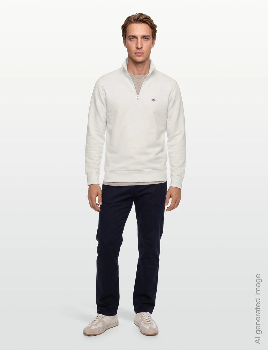 Gant - REG SHIELD HALF ZIP SWEAT - pullover mit halbem reißverschluss - eggshell - 0