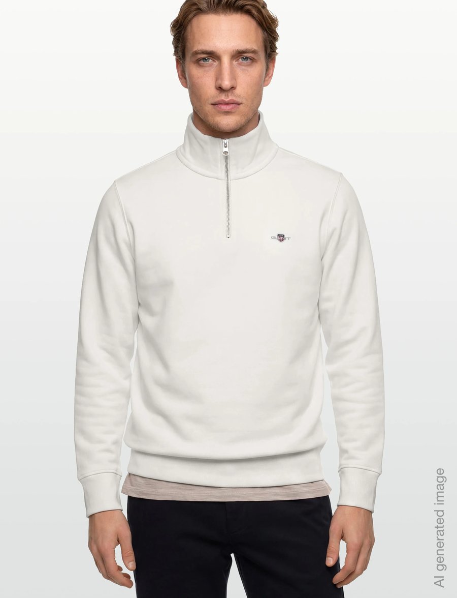 Gant - REG SHIELD HALF ZIP SWEAT - pullover mit halbem reißverschluss - eggshell - 3
