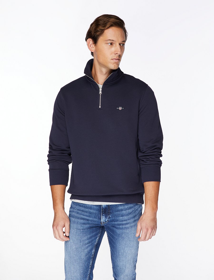 Gant - REG SHIELD HALF ZIP SWEAT - pullover mit halbem reißverschluss - evening blue - 0