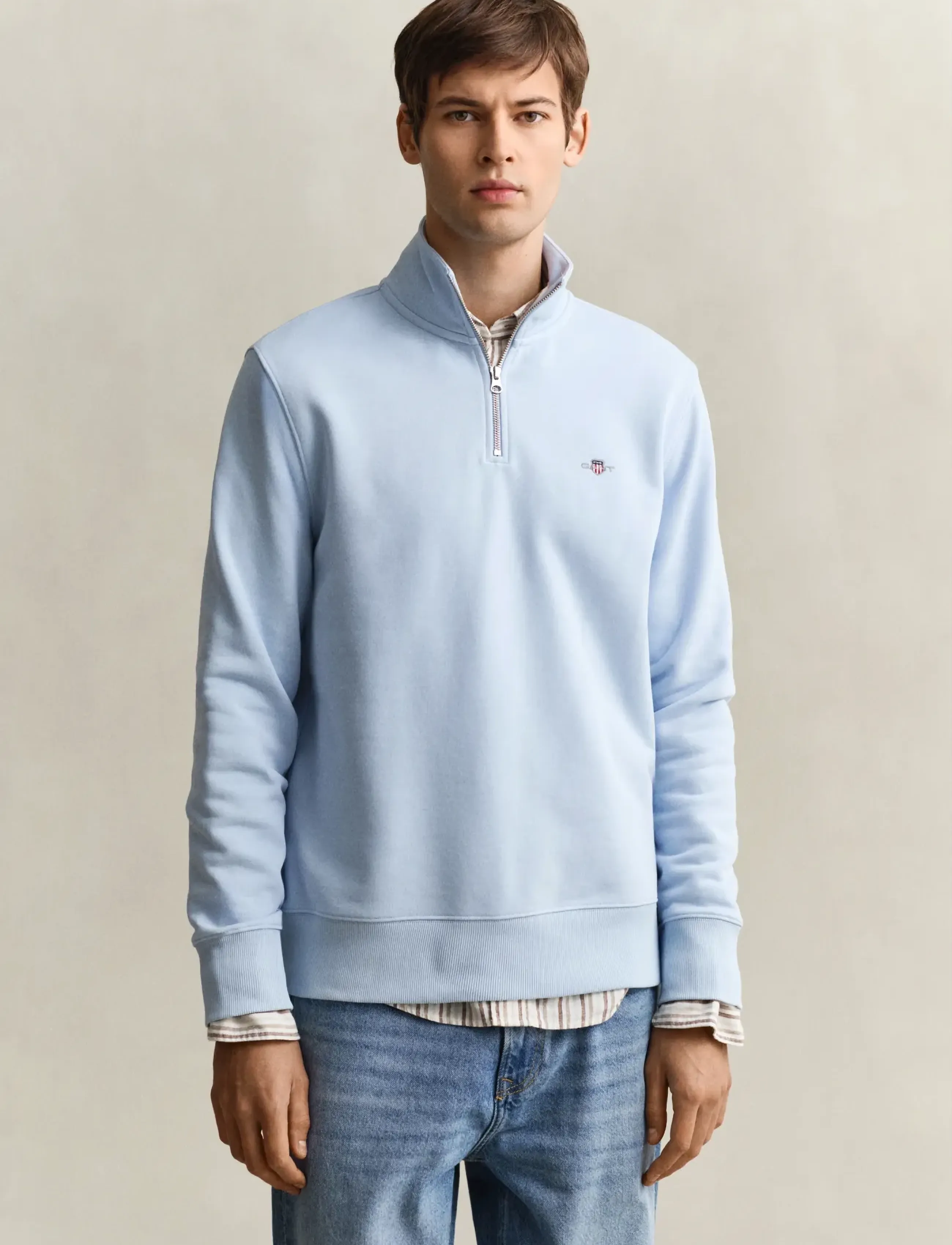 Gant REG SHIELD HALF ZIP SWEAT - Gant - FRESH BLUE / blue